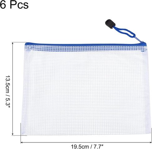 MECCANIXITY Mesh Zipper Bags, B6 Size File Document Pockets Bill Pouch Folders for Office Home Supply, White Pack of 6 in Saudi Arabia