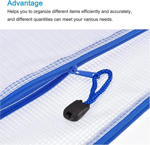 MECCANIXITY Mesh Zipper Bags, B6 Size File Document Pockets Bill Pouch Folders for Office Home Supply, White Pack of 6 in Saudi Arabia