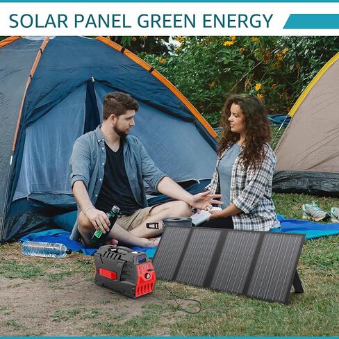 60W Portable Solar Panels, Foldable Solar Panel Charger for 100-500W Solar Generator Portable Power Station, with Adjustable Kickstands, DC 18V Output, USB 3.0 and Type-C Ports for Camping Van RV Trip in Kuwait