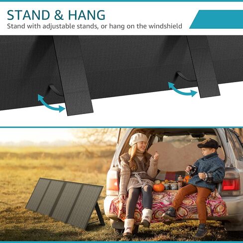 60W Portable Solar Panels, Foldable Solar Panel Charger for 100-500W Solar Generator Portable Power Station, with Adjustable Kickstands, DC 18V Output, USB 3.0 and Type-C Ports for Camping Van RV Trip in Kuwait