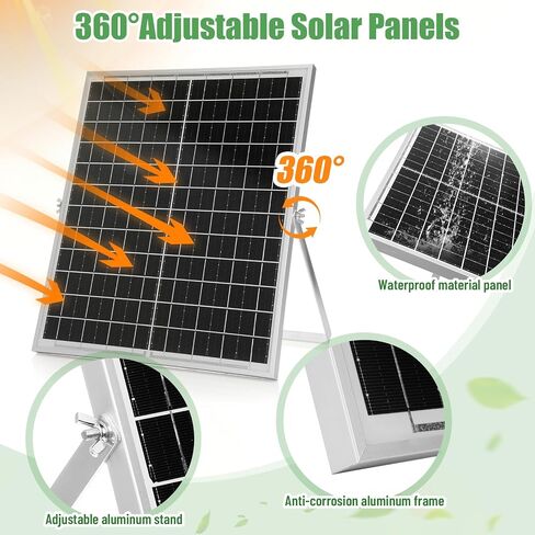 20w Solar Panel 8 Inch Fan, High Velocity Portable Floor Fan 36db Quiet Operation 19.5ft Long Cord, Solar Panel Waterproof Powered Fan for Greenhouse Motorhome, Camping(1 Pack) in Saudi Arabia