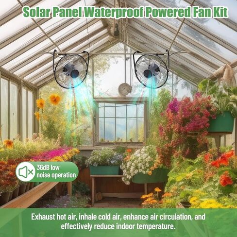20w Solar Panel 8 Inch Fan, High Velocity Portable Floor Fan 36db Quiet Operation 19.5ft Long Cord, Solar Panel Waterproof Powered Fan for Greenhouse Motorhome, Camping(1 Pack) in Saudi Arabia