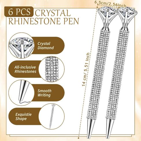 Qilery 8 Pcs Bling Desk Accessories Gift with 1 Bling Pen Holder 6 Pcs Crystal Rhinestone Pens 1 Crystal Scissors Glitter Makeup Brush Holder Vanity Decor Organizer(Multicolor) in Saudi Arabia