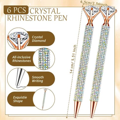 Qilery 8 Pcs Bling Desk Accessories Gift with 1 Bling Pen Holder 6 Pcs Crystal Rhinestone Pens 1 Crystal Scissors Glitter Makeup Brush Holder Vanity Decor Organizer(Multicolor) in Saudi Arabia