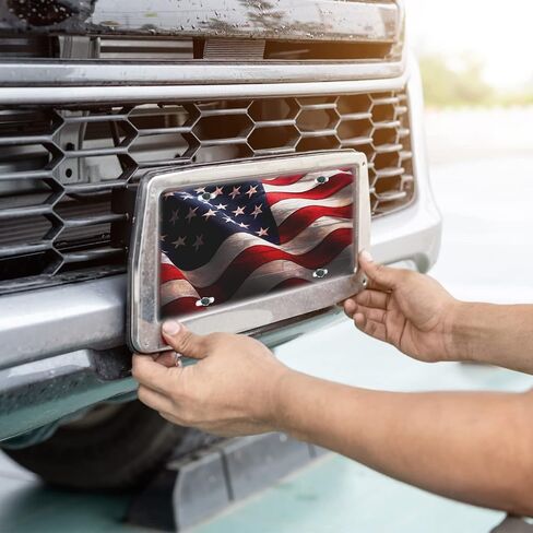 لوحة ترخيص أمامية مزخرفة بالعلم الأمريكي، علامة سيارة جديدة Eagle God Bless America، مقاس 6 × 12 بوصة، خالية من الصدأ .040 ألومنيوم، مقاومة للبهتان، مصنوعة في الولايات المتحدة الأمريكية بواسطة علامات سيجو in Kuwait