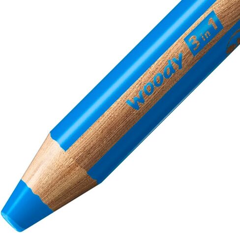 STABILO Woody 3 in 1 Multi Talent Pencil Crayon - Cyan Blue (Pack of 5) in Saudi Arabia