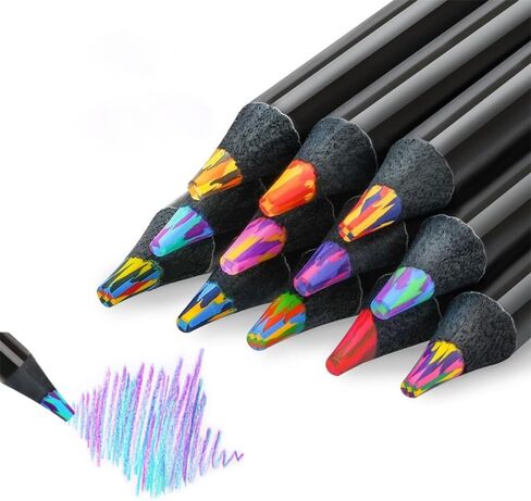 12 Colors Wooden Rainbow Pencils Bulk Art Supplies, Multicolored Pencils Assorted Colors for Adults Doodling Drawing Coloring Marking Sketching, Party Favor Bags in Kuwait