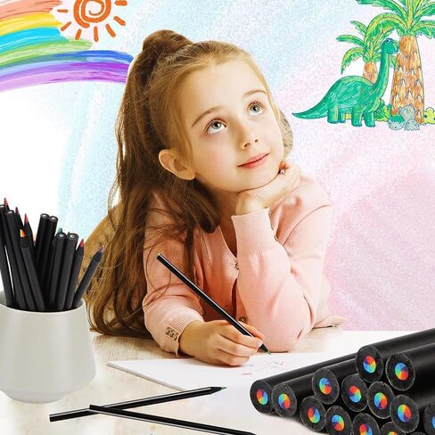 12 Colors Wooden Rainbow Pencils Bulk Art Supplies, Multicolored Pencils Assorted Colors for Adults Doodling Drawing Coloring Marking Sketching, Party Favor Bags in Kuwait