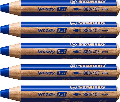 STABILO Woody 3 in 1 Multi Talent Pencil Crayon - Cyan Blue (Pack of 5) in Saudi Arabia