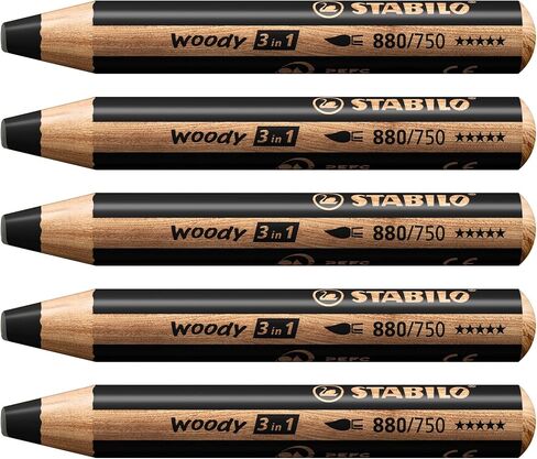 STABILO Woody 3 in 1 Multi Talent Pencil Crayon - Cyan Blue (Pack of 5) in Saudi Arabia