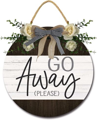 Welcome Just Kidding Go Away Unwelcome Signs for Front Door Farmhouse Porch Round Wooden Rustic Door Hanger Sign for Door Home Decoration Wall Decor Outdoor Indoor in Saudi Arabia