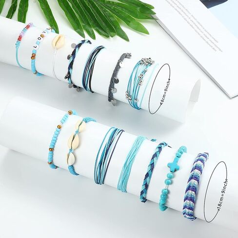JOERICA 20Pcs Summer Surfer Anklet Bracelets for Women Ocean Beach Aesthetic Jewelry String Rope Bracelet Blue Orange VSCO Friendship Bracelets Anklets Set in Saudi Arabia