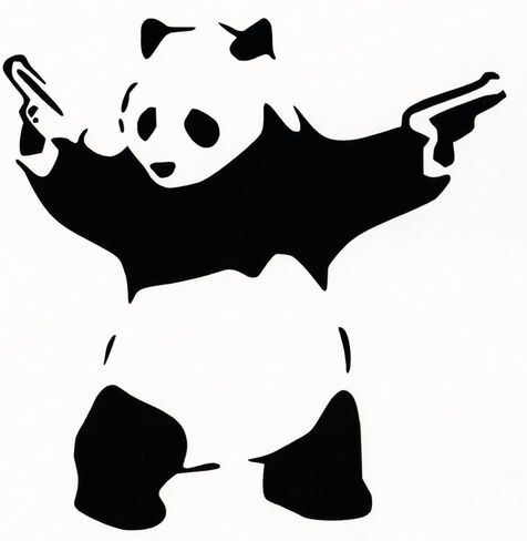 ملصق باندا مع مسدسات ملصق سيارة ممتص الصدمات بانسكي ويندوز آرت الفينيل شاحنة (5.5 بوصة (أسود) in Kuwait