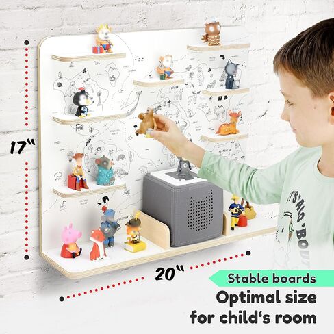 Wooden Shelf for Music Box I Suitable for The Toniebox and ca. 50 Tonies I Perfect Storage in The Children's Room I for Setting up or Hanging (Large, Worldmap) in Saudi Arabia