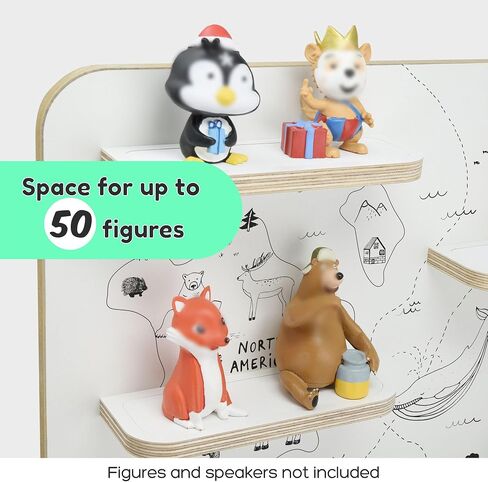 Wooden Shelf for Music Box I Suitable for The Toniebox and ca. 50 Tonies I Perfect Storage in The Children's Room I for Setting up or Hanging (Large, Worldmap) in Saudi Arabia