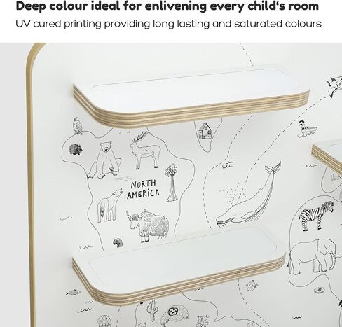 Wooden Shelf for Music Box I Suitable for The Toniebox and ca. 50 Tonies I Perfect Storage in The Children's Room I for Setting up or Hanging (Large, Worldmap) in Saudi Arabia
