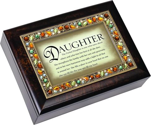 Cottage Garden Perfect Daughter Cares About Others Amber Earth Tone Jeweled Music Box Plays Wonderful World in Saudi Arabia
