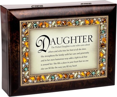 Cottage Garden Perfect Daughter Cares About Others Amber Earth Tone Jeweled Music Box Plays Wonderful World in Saudi Arabia