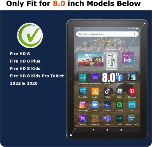 【عبوتان】 واقي شاشة لجهاز Amazon Kindle Fire HD 8/8 Plus / 8 Kids / 8 Kids Pro Tablet الجديد كليًا (2022/2020،8 بوصة) مع طبقة زجاجية مقسى سهلة التركيب وخالية من الفقاعات 9H in Saudi Arabia