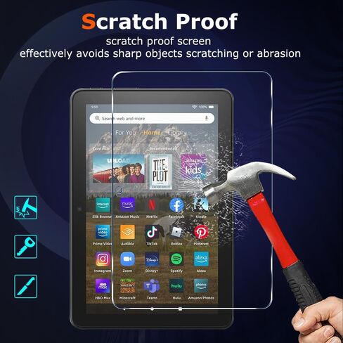 【عبوتان】 واقي شاشة لجهاز Amazon Kindle Fire HD 8/8 Plus / 8 Kids / 8 Kids Pro Tablet الجديد كليًا (2022/2020،8 بوصة) مع طبقة زجاجية مقسى سهلة التركيب وخالية من الفقاعات 9H in Saudi Arabia