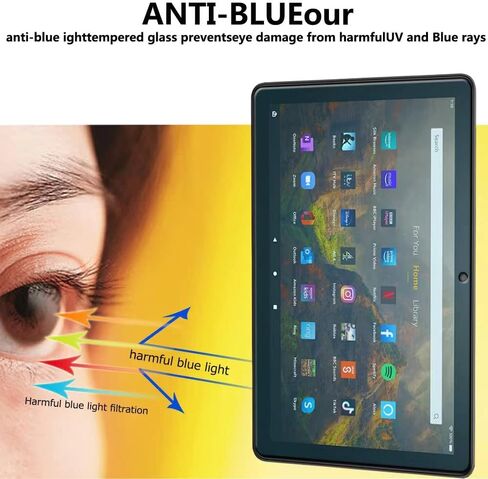 [عبوتان] واقي شاشة أزرق فاتح لجهاز Amazon Fire HD 10/Fire HD 10 Plus/Fire HD 10 Kids/Fire HD 10 Kids Pro Tablet، فلتر مضاد للوهج 10.1 بوصة (الجيل الحادي عشر، إصدار 2021)، زجاج مقسى in Kuwait