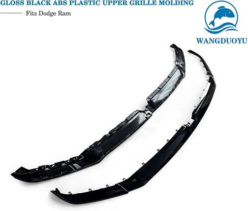 Stainless Steel Style Upper Replacement Grille Trim Molding Compatible with 2019-2021 Ram 1500， Chrome Upper Trim Molding (Upper Trim Molding（Black）) in Saudi Arabia