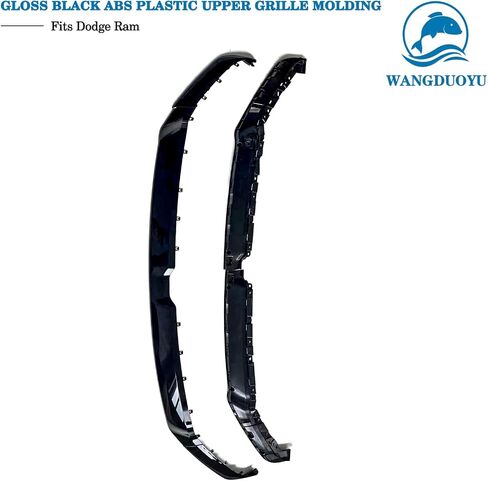 Stainless Steel Style Upper Replacement Grille Trim Molding Compatible with 2019-2021 Ram 1500， Chrome Upper Trim Molding (Upper Trim Molding（Black）) in Saudi Arabia