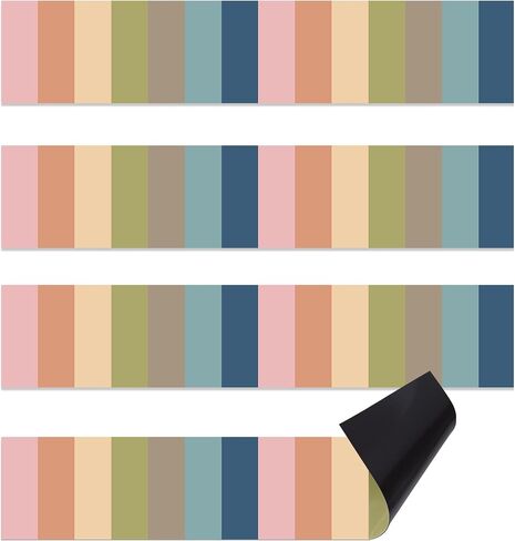 24PCS Boho Magnet Borders for Classroom Bulletin Board Decorations Colorful Magnet Boho Stripe Bulletin Border for School Classroom Office Whiteboard Decor in Saudi Arabia