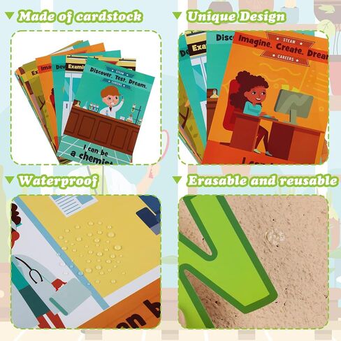 26 Pieces STEAM Careers Bulletin Board Set Science Classroom Bulletin Board Decoration Science Aviation Anthropology Medical Design Job Chart Poster with Inspirational Quotes for School Classroom Wall in Saudi Arabia