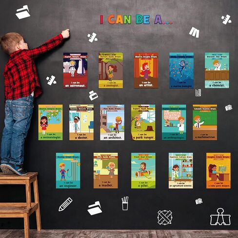 26 Pieces STEAM Careers Bulletin Board Set Science Classroom Bulletin Board Decoration Science Aviation Anthropology Medical Design Job Chart Poster with Inspirational Quotes for School Classroom Wall in Saudi Arabia