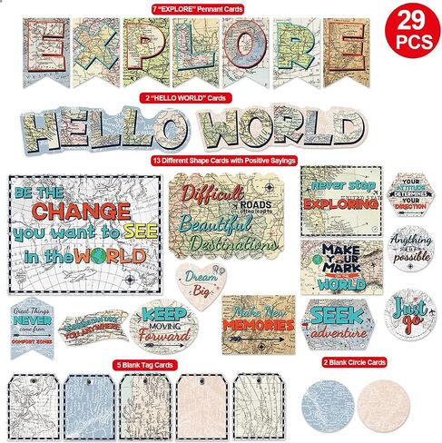 Travel Bulletin Board Set Map Classroom Decorations 29 Pcs in Saudi Arabia