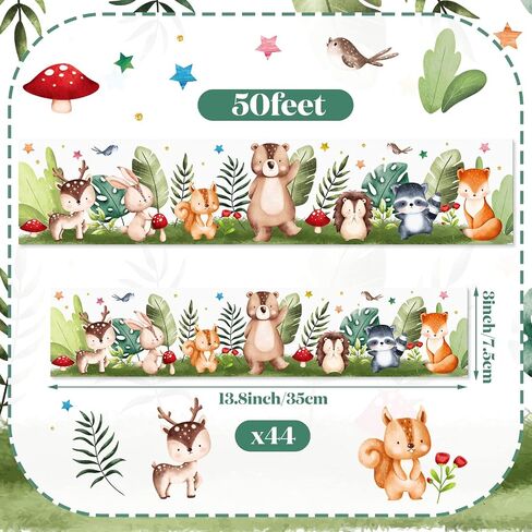 50ft Jungle Animal Bulletin Board Borders Woodland Classroom Borders Jungle Animal Cutouts Bulletin Board Back to School Decals Summer Board Decor Colorful Border Trims(Woodland Animals) in Saudi Arabia