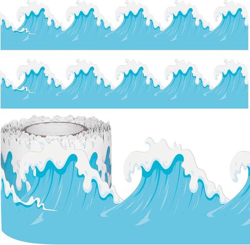 durony 65.6 Feet Ocean Waves Bulletin Board Borders Decorative Border Trims for Back to School Home Office Decoration in Saudi Arabia