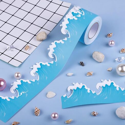 durony 65.6 Feet Ocean Waves Bulletin Board Borders Decorative Border Trims for Back to School Home Office Decoration in Saudi Arabia