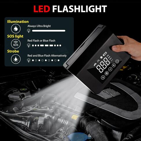 Car Jump Starter with Air Compressor, 3000A UltraSafe Car Battery Booster Pack(8.5L Gas/ 6.0L Diesel) 150PSI Digital Tire Inflator, 12V Protable Jump Box with 4 Modes Flashlight & USB QC 3.0 in Saudi Arabia