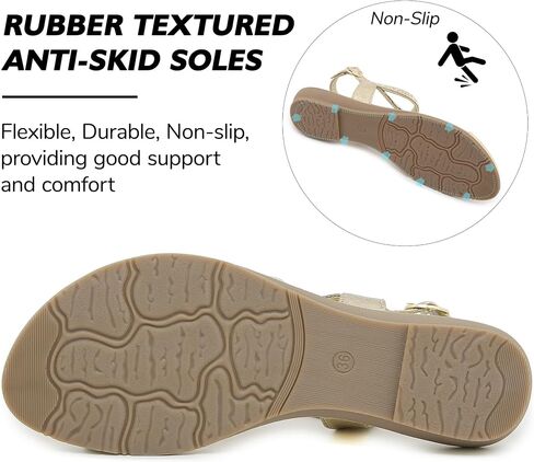 CARETOO Women's Bohemia Flat Sandals, Ladies Summer Beach T-Strap Flip Flop Sparkling Rhinestone Walking Shoes Casual in Saudi Arabia