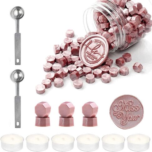 Wax Seal Beads, Afobby 360 PCS Sealing Wax Beads with 2PCS Wax Seal Melting Spoons and 6 Candles for Wax Stamp Sealing, Sealing Beads for Making Wedding and Party Invitations (Pearl White) in Saudi Arabia