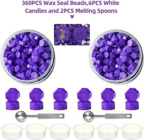 Wax Seal Beads, Afobby 360 PCS Sealing Wax Beads with 2PCS Wax Seal Melting Spoons and 6 Candles for Wax Stamp Sealing, Sealing Beads for Making Wedding and Party Invitations (Pearl White) in Saudi Arabia