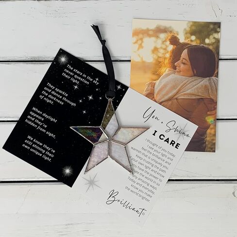 Handmade Iridescent Stained Glass Star with I Care Message- Thoughtful Support Gift for Women/Thinking of You Gift/I am Here for You Gift/Care for You Gift (I Care) in Saudi Arabia