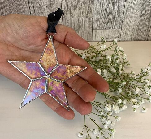 Handmade Iridescent Stained Glass Star with I Care Message- Thoughtful Support Gift for Women/Thinking of You Gift/I am Here for You Gift/Care for You Gift (I Care) in Saudi Arabia