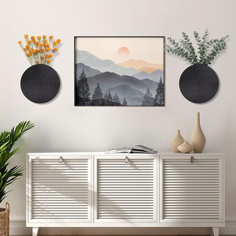 Set of 2 Wall Planter for Indoor Plants, Black Wall Decor for Living Room, Bathroom,Modern Farmhouse Wall Vases for Dried Flowers and Faux Greenery Decor(Black) in Saudi Arabia