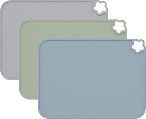 Cutebe Silicone Placemat for Toddles Kids Non-Slip Reusable Portable Kids Placemats for Dinning Table Heat Resistant Placemats, Baby Placemat Stain Resistant Silicone Mat for Dining Table 3 Pack in Saudi Arabia