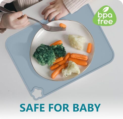 Cutebe Silicone Placemat for Toddles Kids Non-Slip Reusable Portable Kids Placemats for Dinning Table Heat Resistant Placemats, Baby Placemat Stain Resistant Silicone Mat for Dining Table 3 Pack in Saudi Arabia