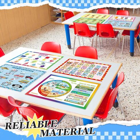 Mifoci 8 Pcs Educational Preschool Placemat Set for Kids Reusable Washable Non Slip Placemats for Dining Table Plastic Learning Mats for Nursery Kindergarten Homeschool Classroom Dining Table in Saudi Arabia