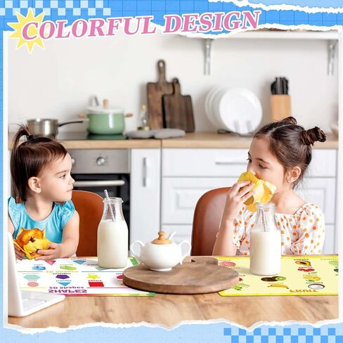 Mifoci 8 Pcs Educational Preschool Placemat Set for Kids Reusable Washable Non Slip Placemats for Dining Table Plastic Learning Mats for Nursery Kindergarten Homeschool Classroom Dining Table in Saudi Arabia