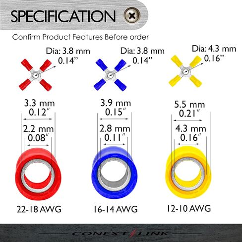Conext Link 15 Crimp 4 Way X Ring Butt Connector Terminal Vinyl 22-18 16-14 12-10 Gauge AWG （18265） in Saudi Arabia