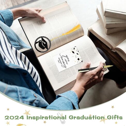 24 Sets Graduation Gifts for Students Graduation Bookmark Gift Grad Cap Shaped Bookmark with Tassel Graduation Pens and Cards Class of 2024 College Graduation Gifts for Students (Black) in Saudi Arabia