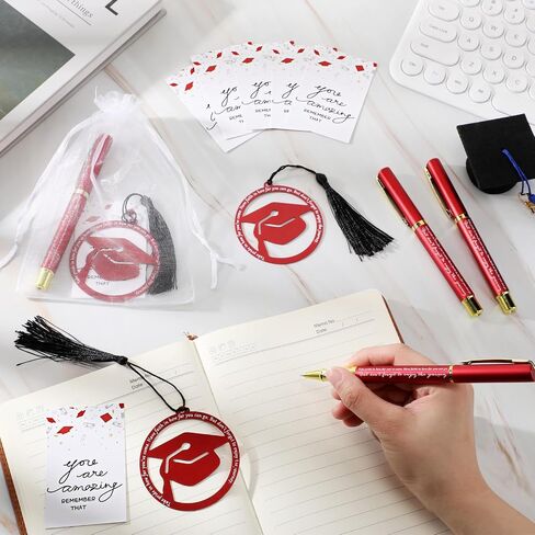 24 Sets Graduation Gifts for Students Graduation Bookmark Gift Grad Cap Shaped Bookmark with Tassel Graduation Pens and Cards Class of 2024 College Graduation Gifts for Students (Black) in Saudi Arabia