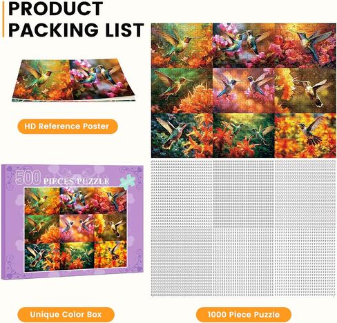 500 Piece Puzzles for Adults, Jigsaw Puzzles 500 Pieces, Puzzles 500 Piece, Colorful Graceful Hummingbirds Puzzles, Funny Puzzles, Ideal Gifts for Family Friends in Saudi Arabia