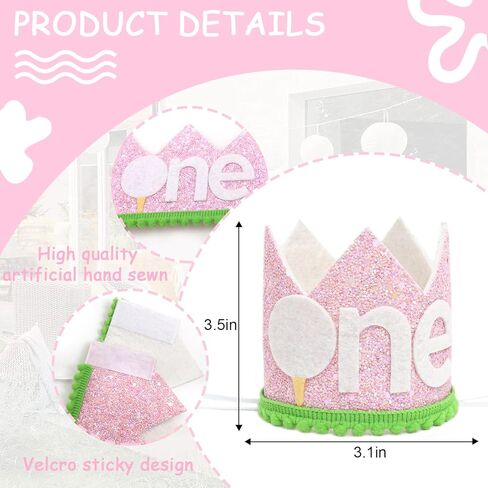 قبعة تاج عيد الميلاد الأول للجولف للفتيات الصغيرات - زينة تاج حفلات الجولف الوردية لوازم حفلات أعياد الميلاد الأولى، دعامات كشك الصور، قبعة حفلات الأميرة in Kuwait